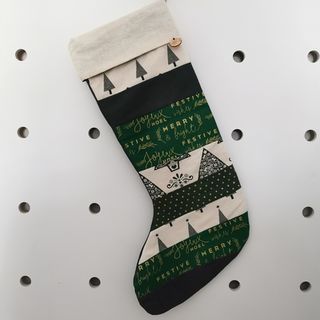 Beige/Green Striped Stocking