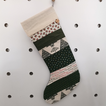 Cream/Green Striped Stocking