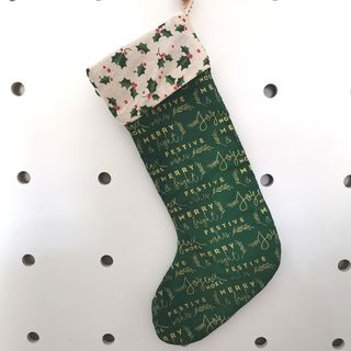 Green Festive Holly Stocking